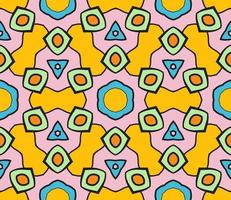 Abstract colorful doodle geometric flower seamless pattern. Floral background. Kaleidoscope mosaic, geo tile of thin line ornament. vector