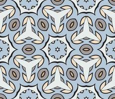 Abstract colorful doodle geometric flower seamless pattern. Floral background. Kaleidoscope mosaic, geo tile of thin line ornament. vector