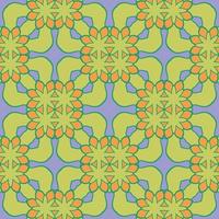 Abstract colorful doodle geometric flower seamless pattern. Floral background. Kaleidoscope mosaic, geo tile of thin line ornament. vector