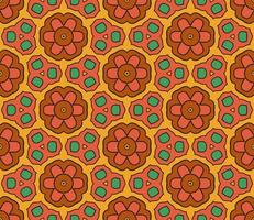 Abstract colorful doodle geometric flower seamless pattern. Floral background. Kaleidoscope mosaic, geo tile of thin line ornament. vector