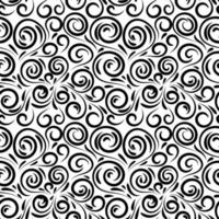 Abstract hand drawn doodle thin line wavy seamless pattern. Curly linear messy background. vector