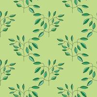 Cute colorful floral seamless pattern with branches and leaves. Doodle forest background. vector