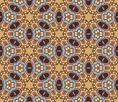 Abstract colorful doodle geometric flower seamless pattern. Floral background. Kaleidoscope mosaic, geo tile of thin line ornament. vector