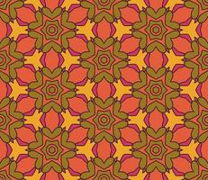Abstract colorful doodle geometric flower seamless pattern. Floral background. Kaleidoscope mosaic, geo tile of thin line ornament. vector