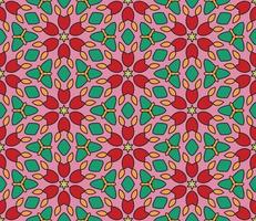 Abstract colorful doodle geometric flower seamless pattern. Floral background. Kaleidoscope mosaic, geo tile of thin line ornament. vector