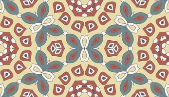 Abstract colorful doodle geometric flower seamless pattern. Floral background. Kaleidoscope mosaic, geo tile of thin line ornament. vector