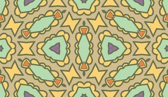 Abstract colorful doodle geometric flower seamless pattern. Floral background. Kaleidoscope mosaic, geo tile of thin line ornament. vector