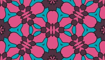 Abstract colorful doodle geometric flower seamless pattern. Floral background. Kaleidoscope mosaic, geo tile of thin line ornament. vector