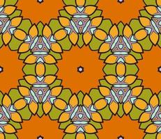 Abstract colorful doodle geometric flower seamless pattern. Floral background. Kaleidoscope mosaic, geo tile of thin line ornament. vector
