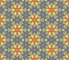 Abstract colorful doodle geometric flower seamless pattern. Floral background. Kaleidoscope mosaic, geo tile of thin line ornament. vector