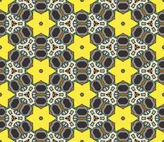 Abstract colorful doodle geometric flower seamless pattern. Floral background. Mosaic, geo tile of thin line ornament. vector