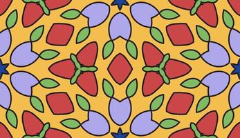 Abstract colorful doodle geometric flower seamless pattern. Floral background. Kaleidoscope mosaic, geo tile of thin line ornament. vector