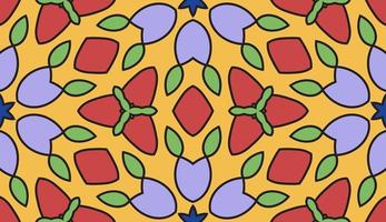 patrón sin costuras de flores geométricas de garabatos coloridos abstractos. fondo floral. mosaico de caleidoscopio, mosaico geo de adorno de línea delgada. vector