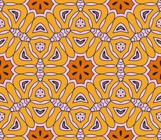 Abstract colorful doodle geometric flower seamless pattern. Floral background. Kaleidoscope mosaic, geo tile of thin line ornament. vector