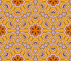 Abstract colorful doodle geometric flower seamless pattern. Floral background. Kaleidoscope mosaic, geo tile of thin line ornament. vector