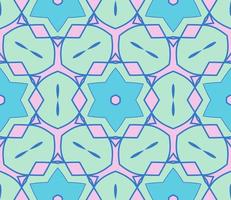 Abstract colorful doodle geometric flower seamless pattern. Floral background. Kaleidoscope mosaic, geo tile of thin line ornament. vector