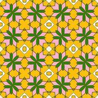 Abstract colorful doodle geometric flower seamless pattern. Floral background. Kaleidoscope mosaic, geo tile of thin line ornament. vector