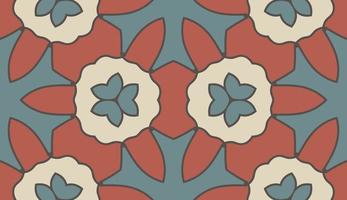 Abstract colorful doodle geometric flower seamless pattern. Floral background. Kaleidoscope mosaic, geo tile of thin line ornament. vector