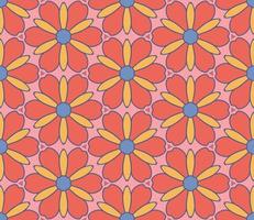 Abstract colorful doodle geometric flower seamless pattern. Floral background. Kaleidoscope mosaic, geo tile of thin line ornament. vector