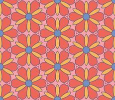 Abstract colorful doodle geometric flower seamless pattern. Floral background. Kaleidoscope mosaic, geo tile of thin line ornament. vector