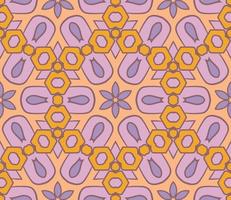 Abstract colorful doodle geometric flower seamless pattern. Floral background. Kaleidoscope mosaic, geo tile of thin line ornament. vector