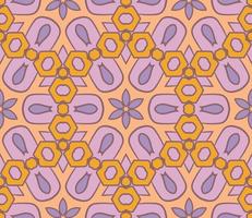 Abstract colorful doodle geometric flower seamless pattern. Floral background. Kaleidoscope mosaic, geo tile of thin line ornament. vector