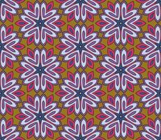 Abstract colorful doodle geometric flower seamless pattern. Floral background. Kaleidoscope mosaic, geo tile of thin line ornament. vector