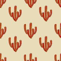 Cartoon doodle cactus seamless pattern. Floral background. Cute cartoon tropical element. vector