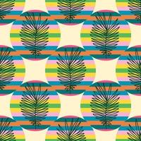 Abstract colorful doodle striped polka dot flower seamless pattern. Palm leaf  floral background. vector