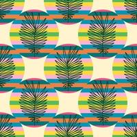 Abstract colorful doodle striped polka dot flower seamless pattern. Palm leaf  floral background. vector