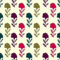 Colorful seamless pattern with cute flowers, floral background. vector