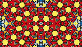 Abstract colorful doodle geometric flower seamless pattern. Floral background. Mosaic, geo tile of thin line ornament. vector