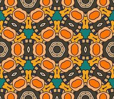 Abstract colorful doodle geometric flower seamless pattern. Floral background. Mosaic, geo tile of thin line ornament. vector