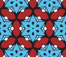 Abstract colorful doodle geometric flower seamless pattern. Floral background. Kaleidoscope mosaic, geo tile of thin line ornament. vector