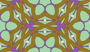Abstract colorful doodle geometric flower seamless pattern. Floral background. Kaleidoscope mosaic, geo tile of thin line ornament. vector
