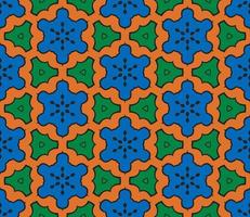 Abstract colorful doodle geometric flower seamless pattern. Floral background. Kaleidoscope mosaic, geo tile of thin line ornament. vector