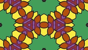 Abstract colorful doodle geometric flower seamless pattern. Floral background. Kaleidoscope mosaic, geo tile of thin line ornament. vector