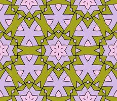 Abstract colorful doodle geometric flower seamless pattern. Floral background. Kaleidoscope mosaic, geo tile of thin line ornament. vector