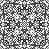 Abstract colorful doodle geometric flower seamless pattern. Floral background. Kaleidoscope mosaic, geo tile of thin line ornament. vector