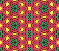 Abstract colorful doodle geometric flower seamless pattern. Floral background. Kaleidoscope mosaic, geo tile of thin line ornament. vector