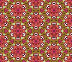 Abstract colorful doodle geometric flower seamless pattern. Floral background. Kaleidoscope mosaic, geo tile of thin line ornament. vector