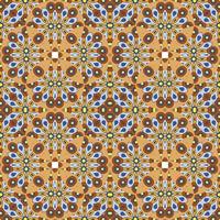 Abstract colorful doodle geometric flower seamless pattern. Floral background. Kaleidoscope mosaic, geo tile of thin line ornament. vector