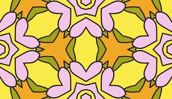 Abstract colorful doodle geometric flower seamless pattern. Floral background. Kaleidoscope mosaic, geo tile of thin line ornament. vector