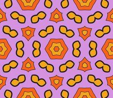 Abstract colorful doodle geometric flower seamless pattern. Floral background. Kaleidoscope mosaic, geo tile of thin line ornament. vector