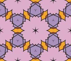 Abstract colorful doodle geometric flower seamless pattern. Floral background. Kaleidoscope mosaic, geo tile of thin line ornament. vector