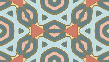 Abstract colorful doodle geometric flower seamless pattern. Floral background. Kaleidoscope mosaic, geo tile of thin line ornament. vector