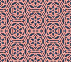 Abstract colorful doodle geometric flower seamless pattern. Floral background. Kaleidoscope mosaic, geo tile of thin line ornament. vector