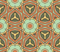 Abstract colorful doodle geometric flower seamless pattern. Floral background. Kaleidoscope mosaic, geo tile of thin line ornament. vector