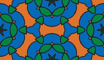 Abstract colorful doodle geometric flower seamless pattern. Floral background. Kaleidoscope mosaic, geo tile of thin line ornament. vector