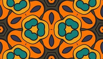 Abstract colorful doodle geometric flower seamless pattern. Floral background. Kaleidoscope mosaic, geo tile of thin line ornament. vector